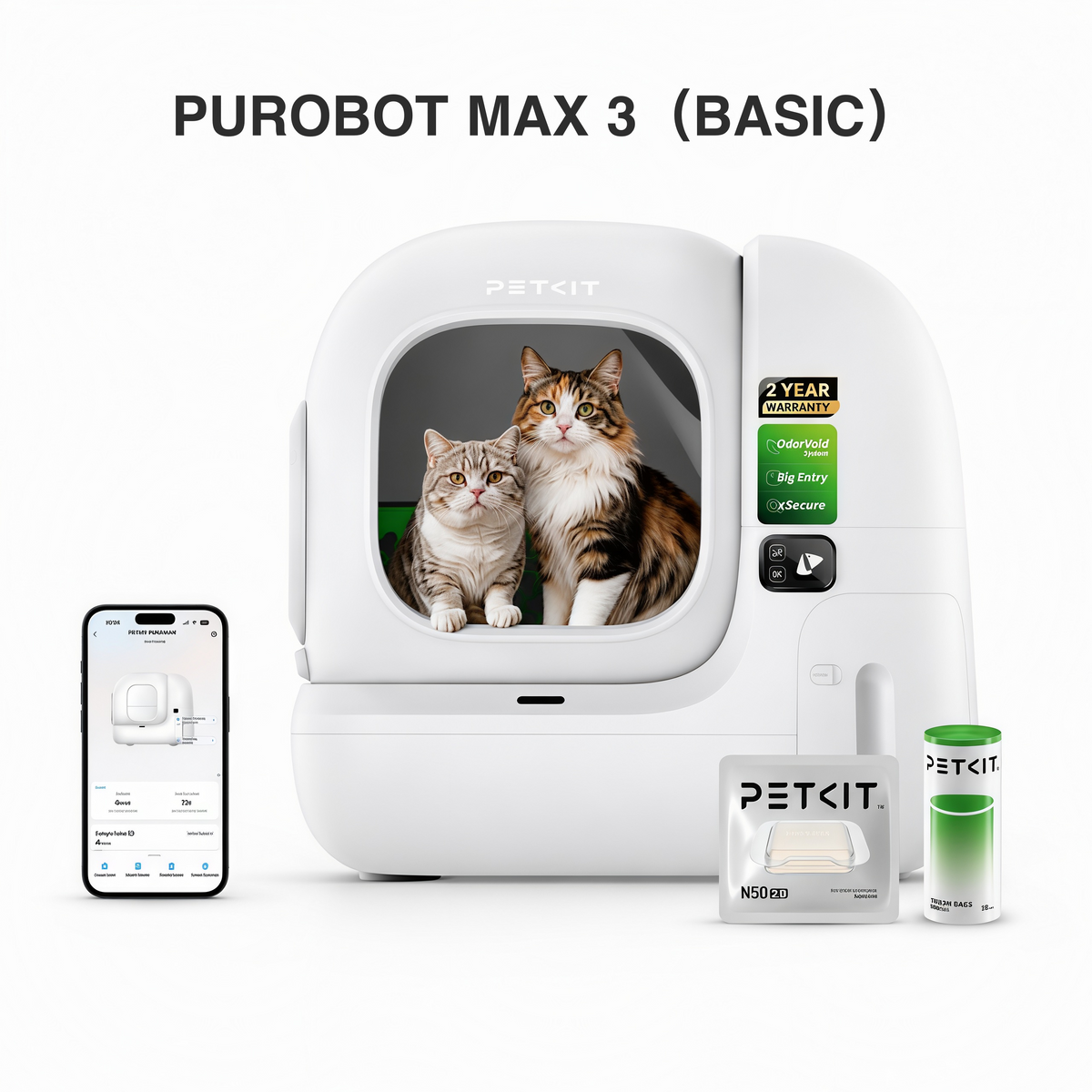 PETKIT Purobot Max 3 - Litière automatique connectée pour chat